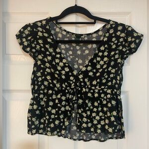 Little black floral crop top